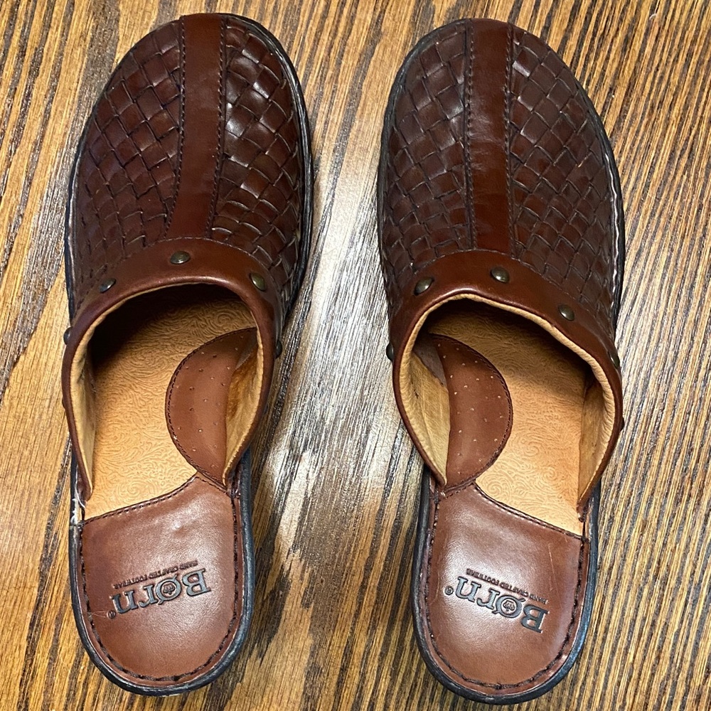 Born Men's Woven Brown Leather Loafers